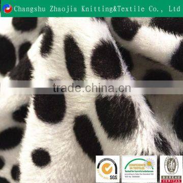 Polyester warp knitting short hair super soft velboa printed non slip fabric with PVC dotted plastic dripping