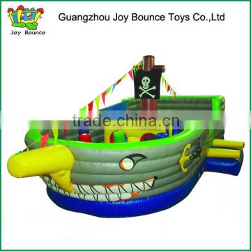 Shark Boat Shape commercial inflatable obstacle course game