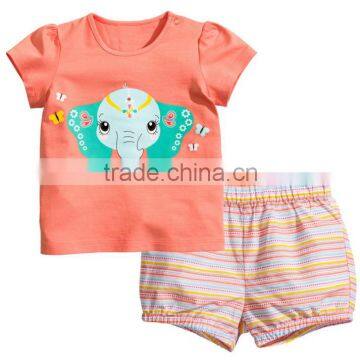 2016 autumn short sleeve baby clothing sets for baby kids clothes sets printed baby clothing sets with cute elephant logo                        
                                                Quality Choice