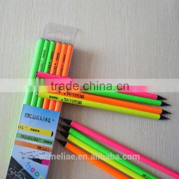 7" Standard Size Round Shape Neon Color Body Black Wood Pencil Sharpened With Dipped Top photo-5