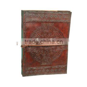 Celtic Cross Embossed Leather Journal Religious Gifts for Men Women
