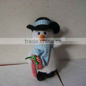 nice stuffed plush christmas snowman with hat&scarf