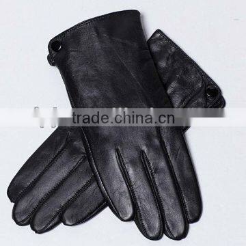 man fashion fleece lined leather gloves with sewing machine