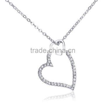 Women Fashion Austrian Crystal Heart Pendant Jewelry Alloy Rhinestone 18k gold necklace