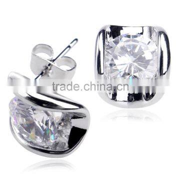 Dubai Gold Jewelry Earring 18k White Gold Plated Rhinestone Stud Earrings