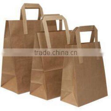 Brown recycled kraft paper cement bag with flat handle