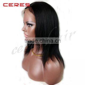Natural Color 120% Density Yaki Straight Brazilian Virgin Human Hair Full Lace Wig With Baby Hair Quality Choice photo-2