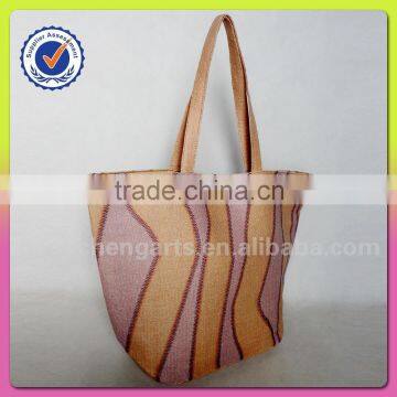 Paper Straw and Polyester Material Bag Irregular Vertical Stripes photo-2