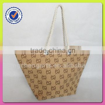 Fashion Polyester Material Shopping Beach Bag And Women Handbags Cotton Handle