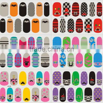 2016 custom popular new fashion lady beautiful moustache nail sticker