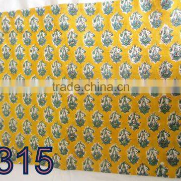 RTC-40 Yellow Color Hand Block Printed Fabric 100% Cotton Natural Fabric Manufacturer Jaipur