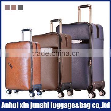 great quality pu genuine leather business leisure luggage vintage suitcase