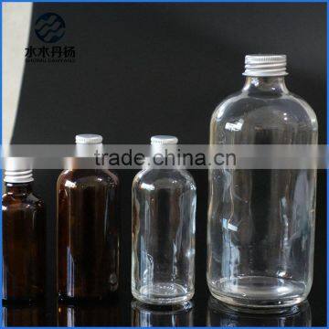 500ml 16oz Clear Boston Round Glass Bottle Pharmaceutical Clear Boston Bottle With Gold Screw Cap Quality Choice photo-2