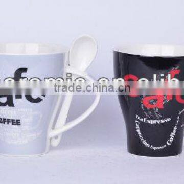 8oz ceramic pot belly mug coffee mug with spoon