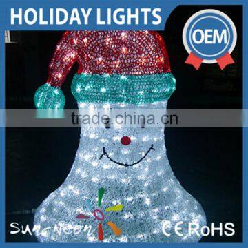 High quality 3d led christmas light snowman lovely snowman top hat nice lighted glitter snowman