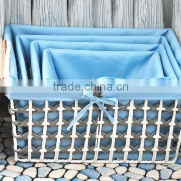 woven blue cloth storage boxes