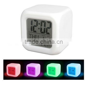 digital color change four square desk cube clock