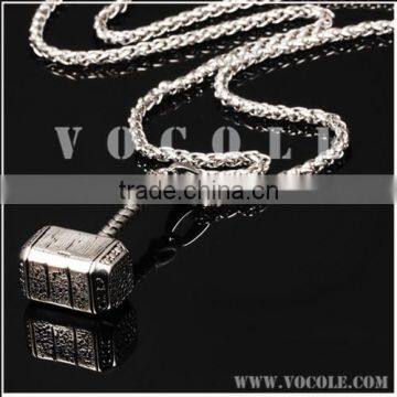 Silver long snake chain hammer pendant stainless steel necklace jewelry 2016