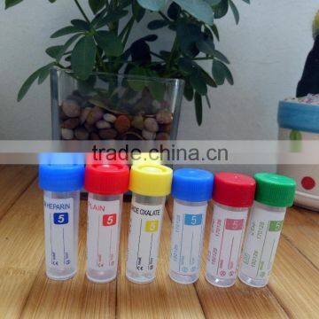 Plastic miedical blood collection tube2.5ml 5ml