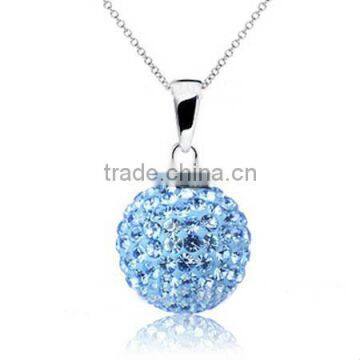 Light Blue Gems Pendant Necklaces Shamballa Necklaces KSHLXL-60