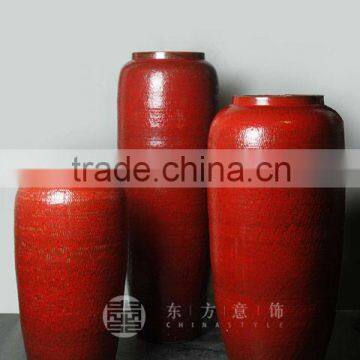 Big chinese red tall ceramic floor vase home decoration