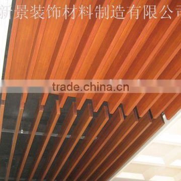 wood color baffle ceiling