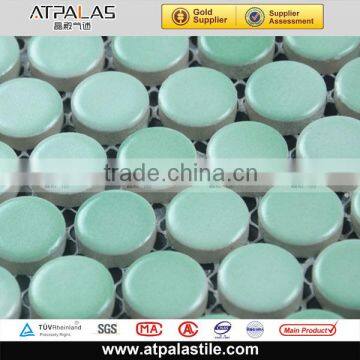 Light green penny round ceramic floor tile, bathroom and kitchen wall mosaic tile E19Y-033