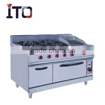 Freestand 700&900 Series Commercial 4 Burners Gas Range With Lava rock grill&Oven