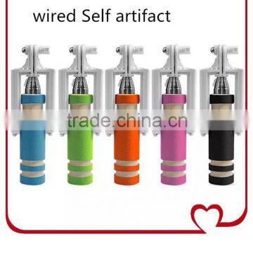 2015 cheap handheld camera self artifact travel handheld wired monopod for mobile phone