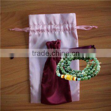 small mini cosmetic gift satin bag with sheer bow decoration
