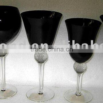 BLACK TOP CLEAR STEM GLASS SET