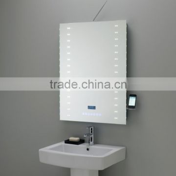 High-end touch screen bathroom mirror with DAB function and LED lighting