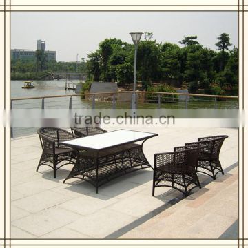 Dining used Dark Platic rattan garden table (T501)