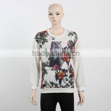 F5W13054 OEM Service Supply Type Women Crew Neck Sweatshirt Printing