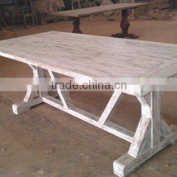 Teak Dining Table With White Distressed Finished