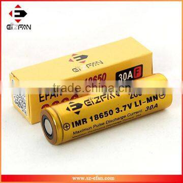 New Gold Efan IMR 18650 2600mAh 30A LiMn High Drain Flat Battery photo-6