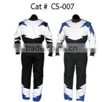 Black , White And Blue Car Racing Suit