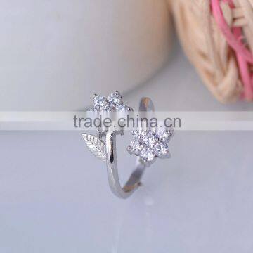 925 Sterling Silver Double Twice Flower Paving Setting Ring With Zircon photo-2