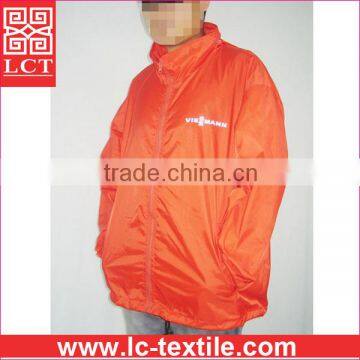 factory direct cheap price and quality guaranteed 190T nylon orange color working uniform hooded wind jacket for men(LCTU0064)