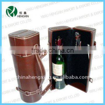 Leather wine bottle case singel wine glass gift box display case