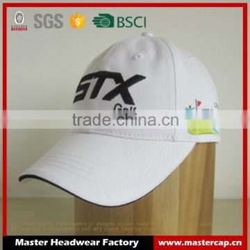 White Cotton Golf Caps Flat Embroidery Golf Cap Wholesale