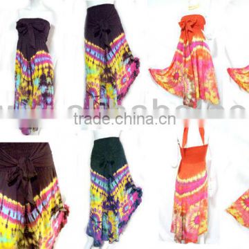 vtg HIPPIE BOHO thai tie dye color women beach multi-ware maxi long DRESSES Skirts