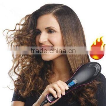 TV hot simply straight ceramic electric degital control antiscaled brush fast hair straightener brush comb irons lcd display