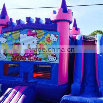 Frozen Commercial Bouncy Castles, 3 in 1 Purple and Pink Air Trampoline for Child photo-4