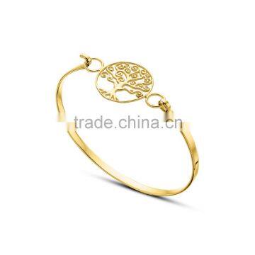 Girl fashion gold plated tree of life charm bangle bracelet