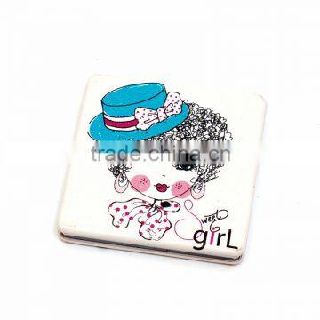 decorative mini PU pocket mirror / makeup mirror / compact mirror