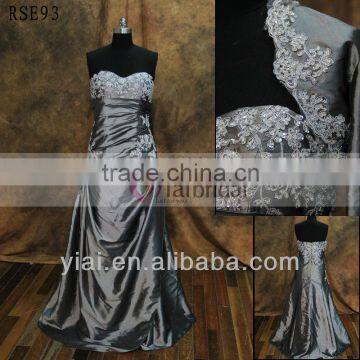 RSE93 Silver Grey Vintage Lace Mother Of The Bride Dress With Jacket