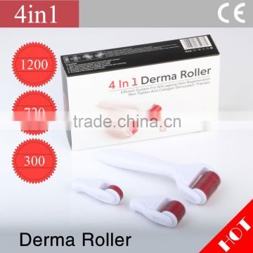 DRS micro needle therapy stainless dermaroller kits 300/720/1200 needles 4 in 1 derma roller for skin rejuvenation