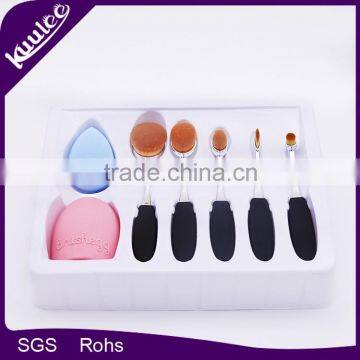 7pcs Cosmetic Beauty Soft Sponge Oval Foundation Makeup brush Tool With Brush Egg