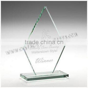 2015 hot Wholesale jade glass awards trophy, jade glass trophy awards fro the glass trophy awards case